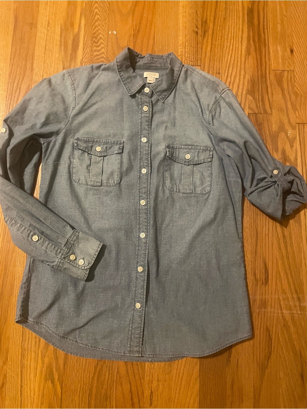 J. Crew Chambray Button-Down Shirt — Blue